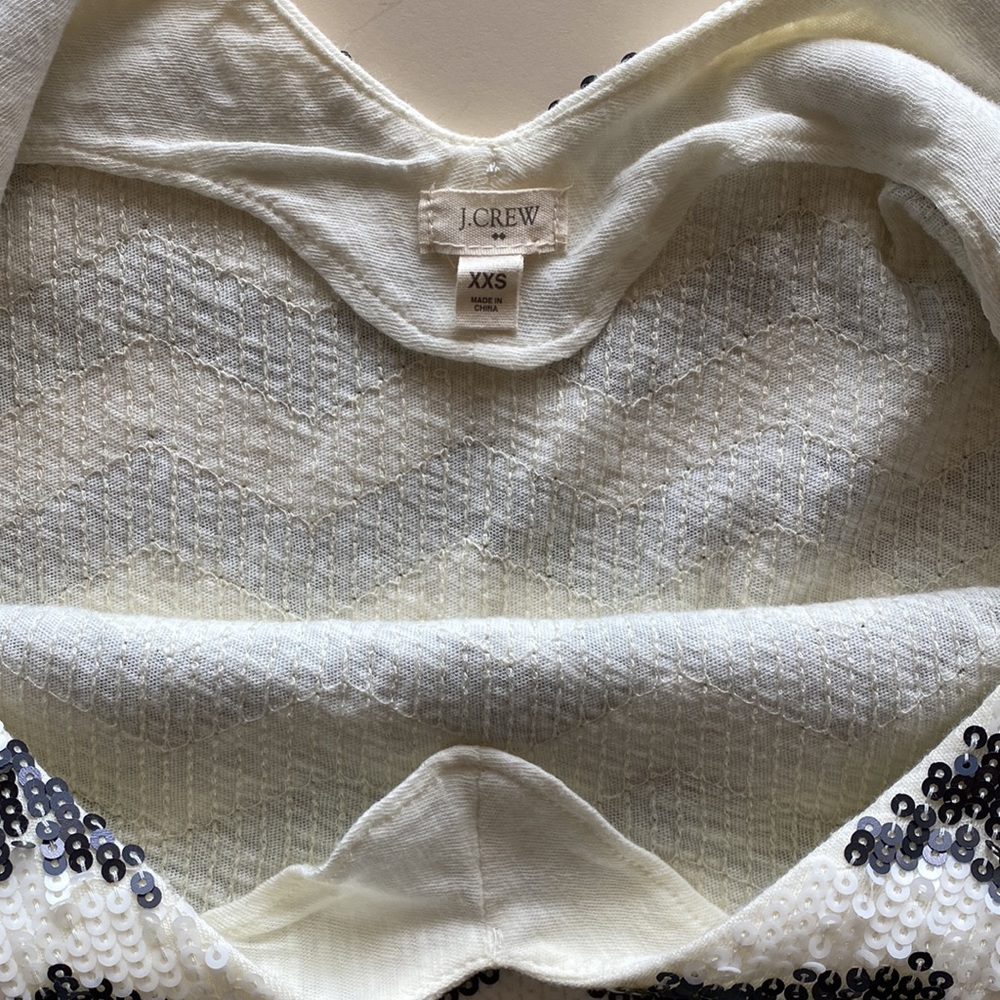 J Crew Black and White Sequin Top size XXS - Picture 4 of 7